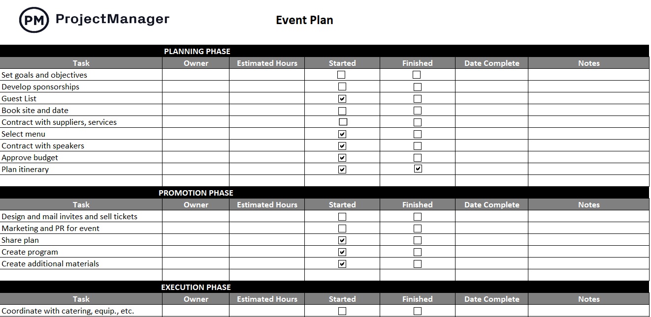 Event Plan Template For Excel (Free Download) - Projectmanager