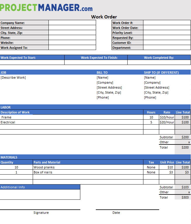 work order assignment types