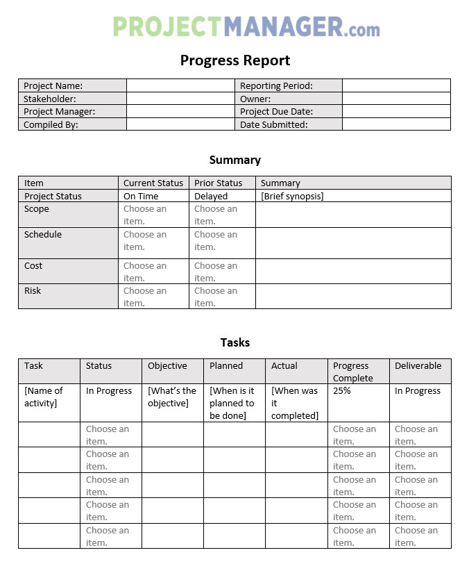 Fremdriftsrapport Word mal skjermbilde