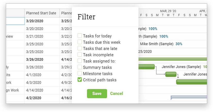 set milestones on Gantt timeline