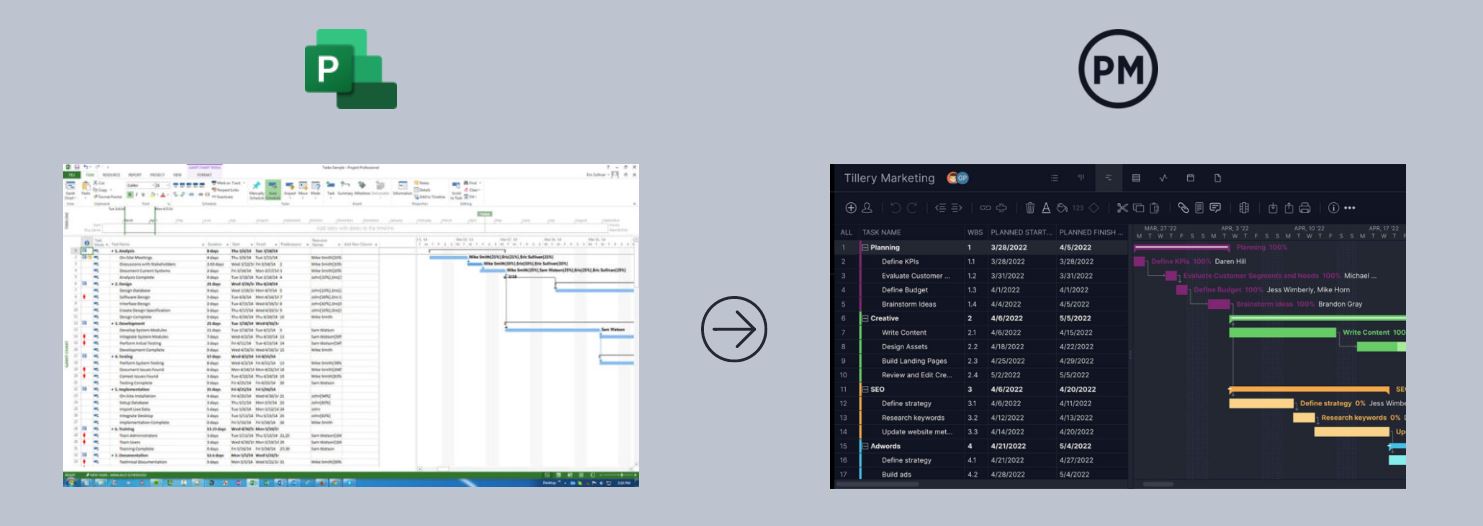 import Microsoft Project files into ProjectManager's Gantt chart on mac computers