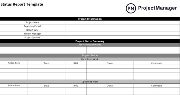 status report template for projectmanagers
