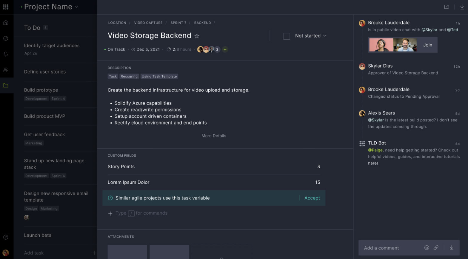 ProjectManager's team collaboration dashboard