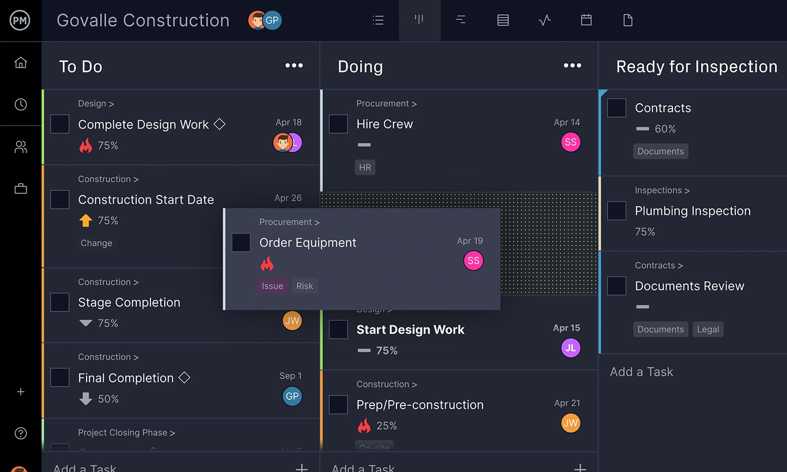 Project report software with kanban for tracking workflows