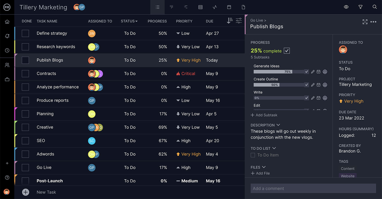 ProjectManager's task management features make it a robust PMIS