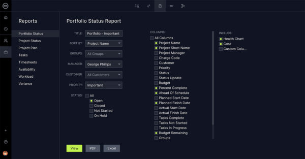 ProjectManager's real-time reports are ideal for product planning