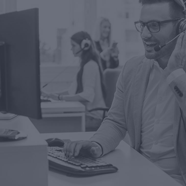 image of an office worker answering a service call
