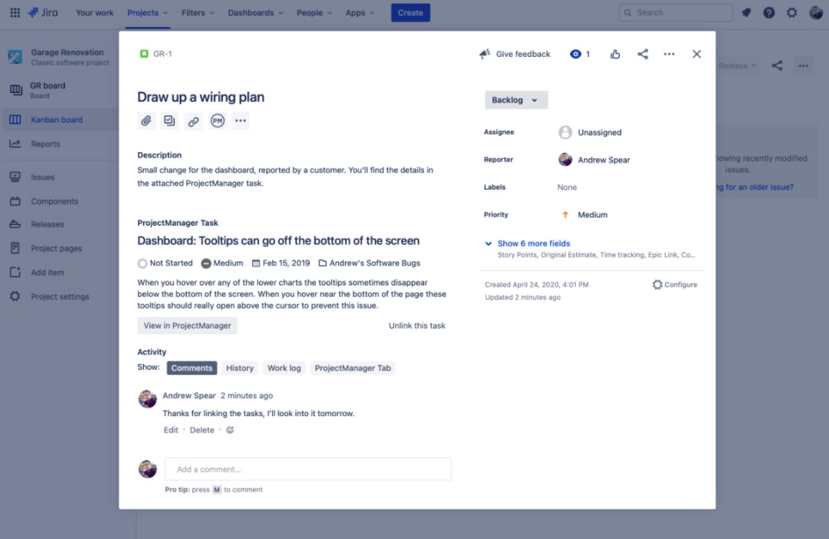 Jira integrations screenshot