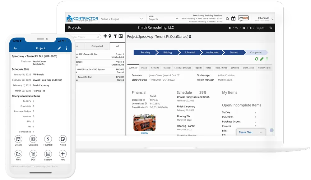 Contractor Foreman, a construction scheduling software
