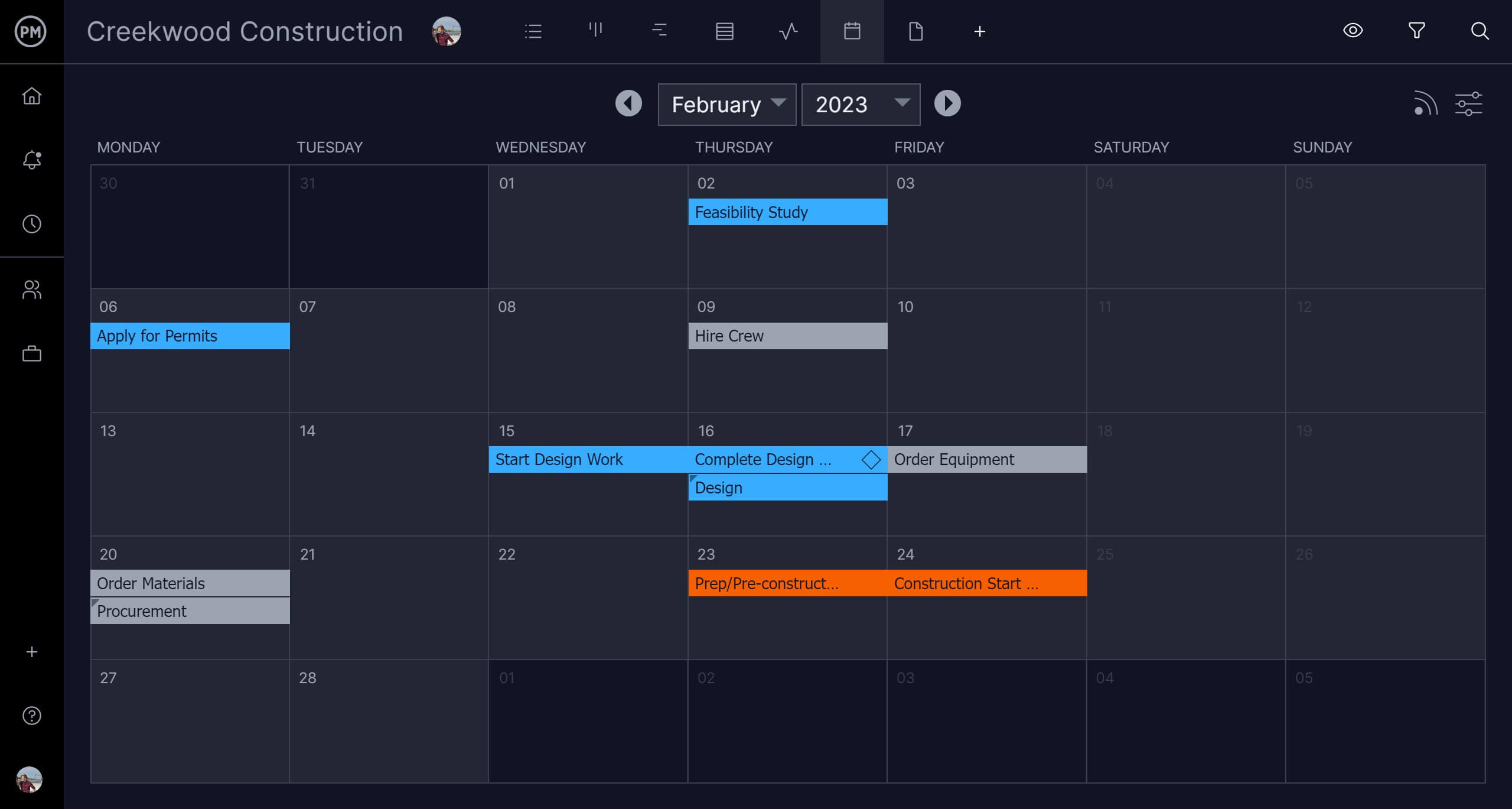 A screenshot of a task opened up in the project calendar in ProjectManager