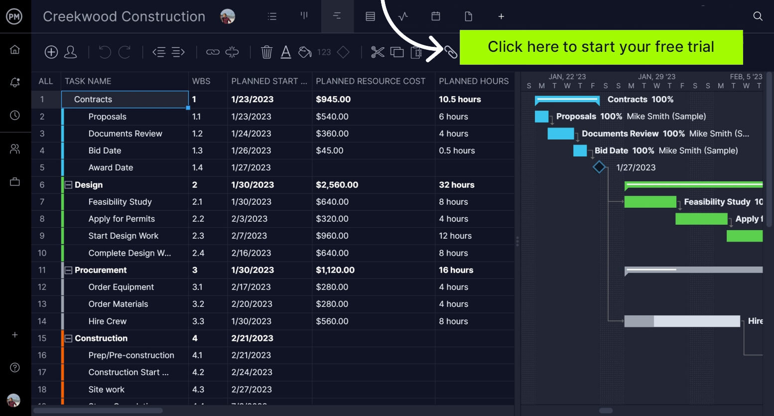 ProjectManager's Gantt charts are the perfect project planning tool