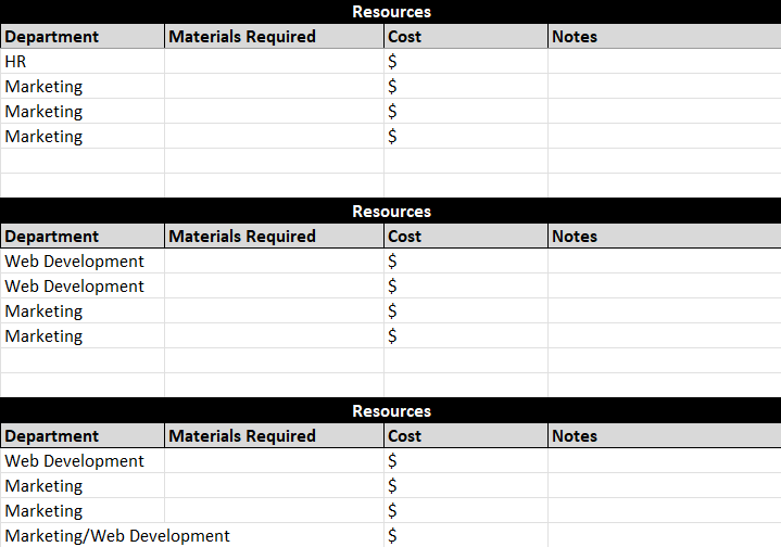 free resource planner excel template