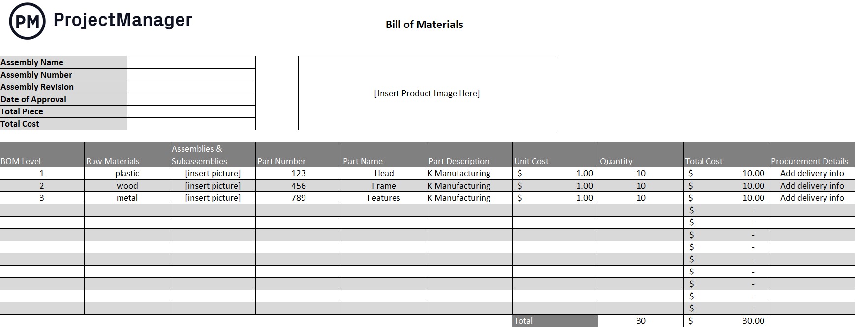 Bill Of Materials Template 2023 