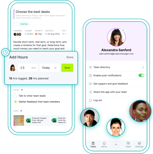 pictures of the ProjectManager mobile app