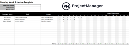 Weekly Work Schedule Template for Excel — ProjectManager