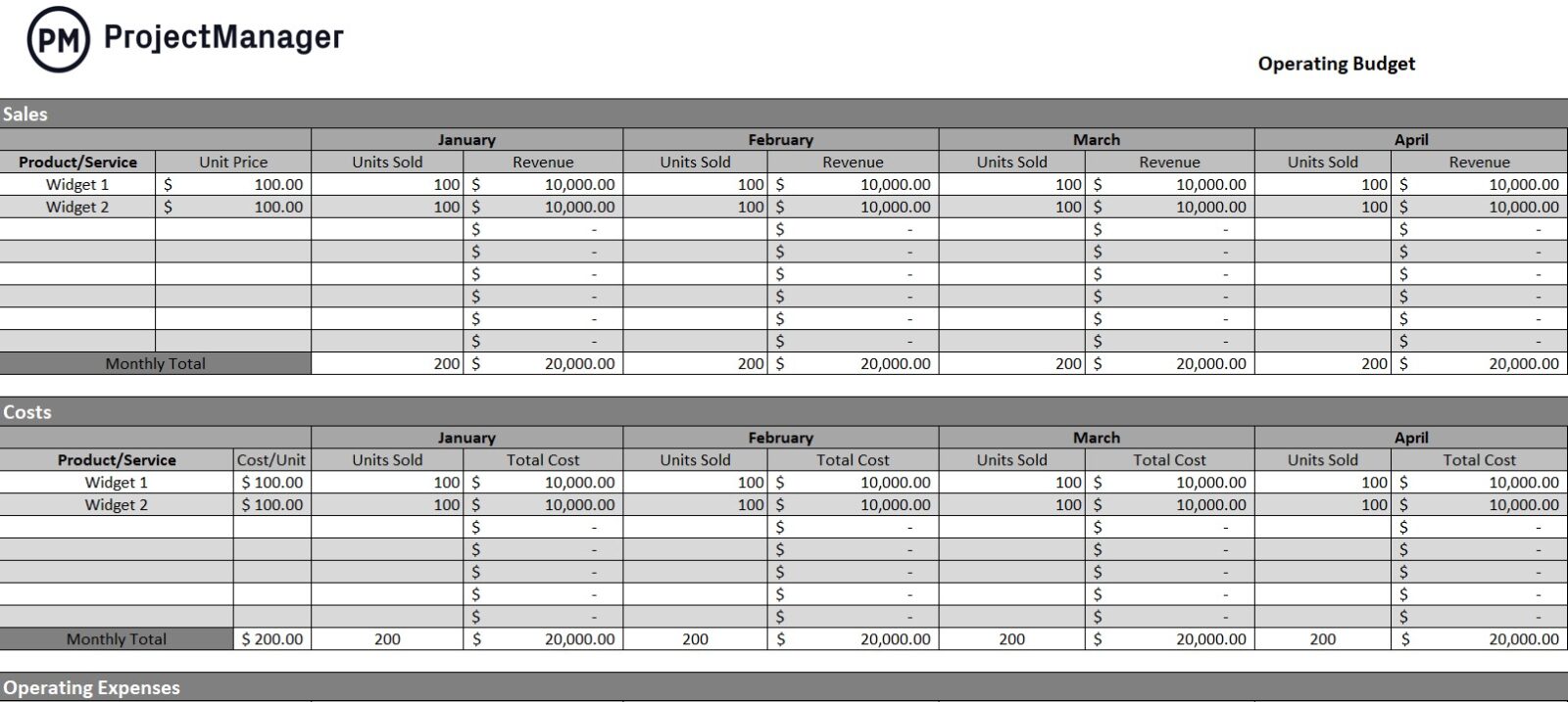 money management template excel