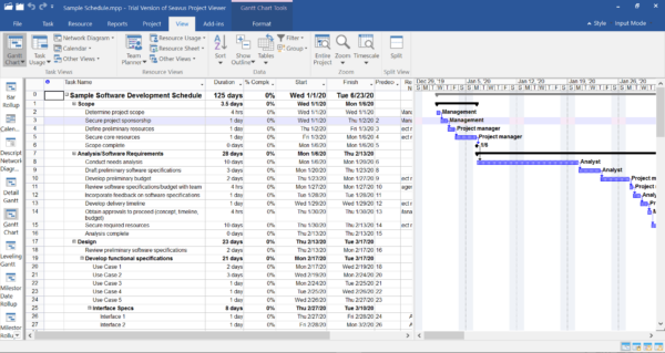 Seavus Project Viewer, a Microsoft Project Viewer