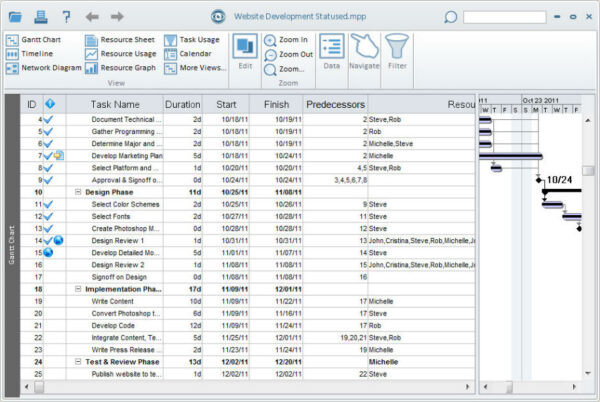 Steeray, an MPP file on a MS Project Viewer