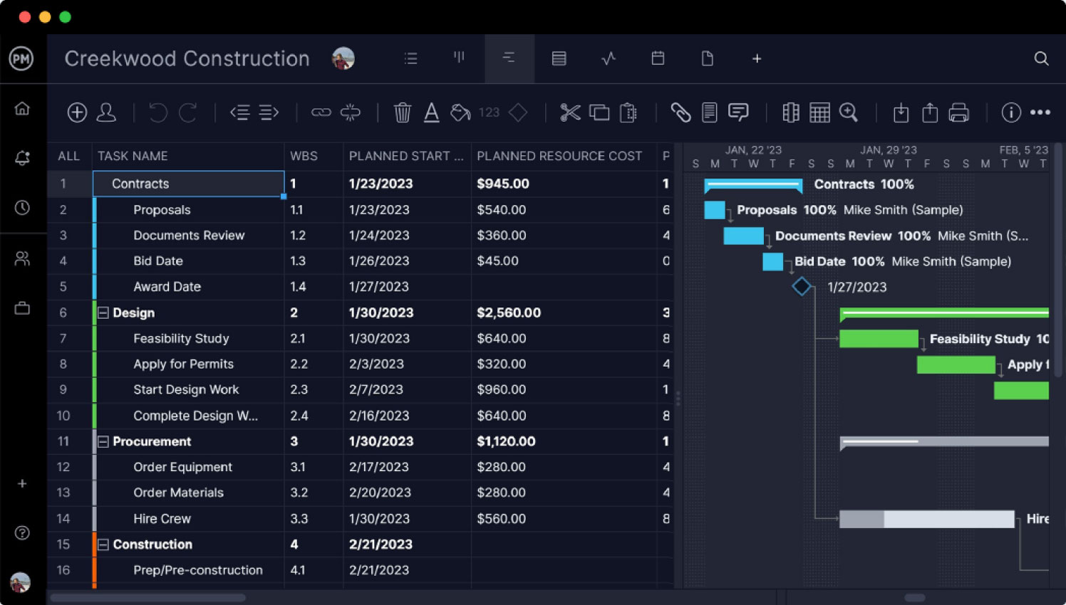 gantt chart for planning projects