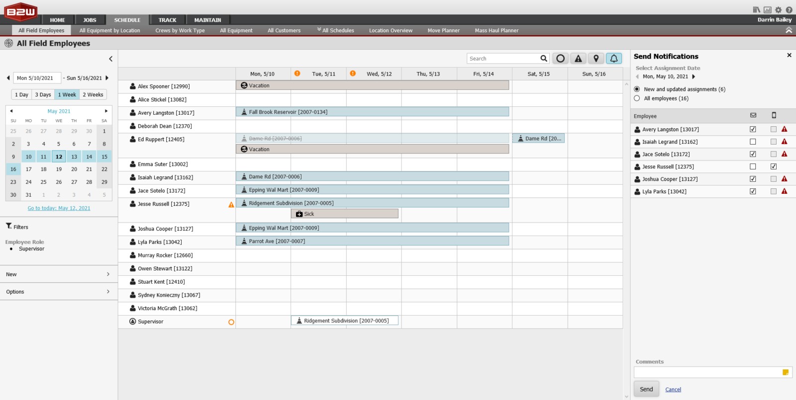 Construction schedule made with B2W, a construction scheduling software for large projects