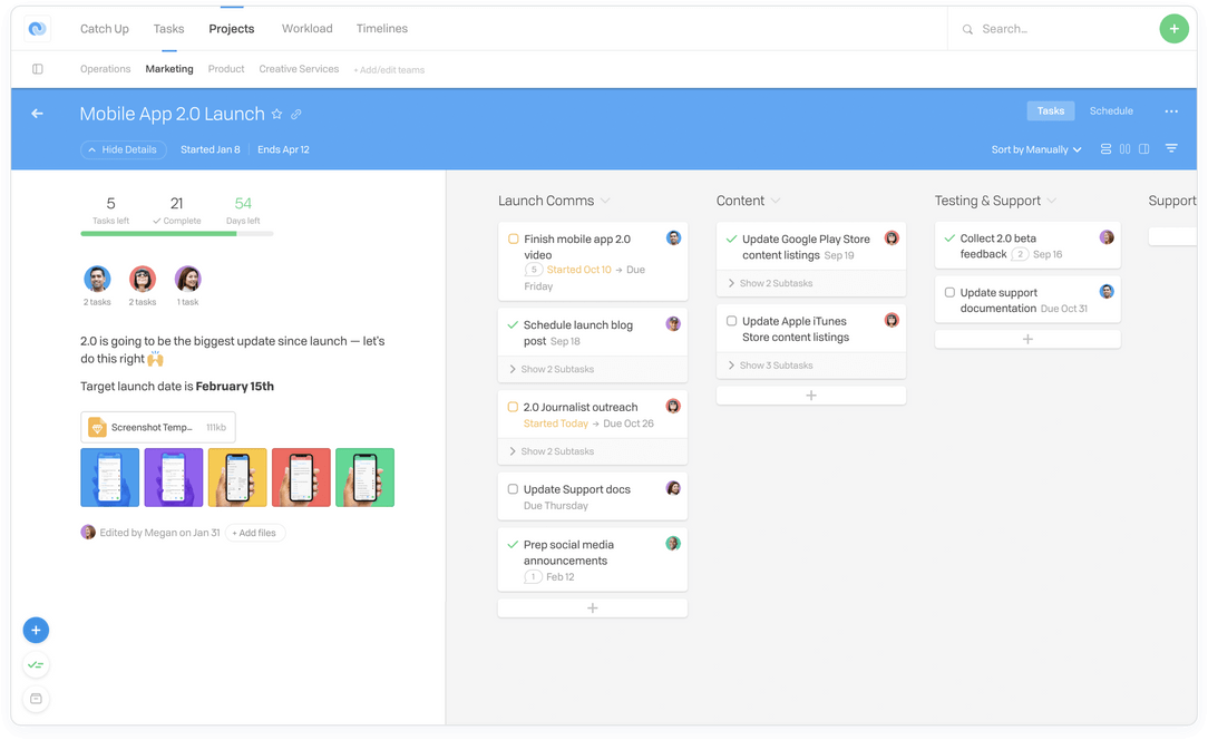 Flow screenshot, a Smartsheet alternative