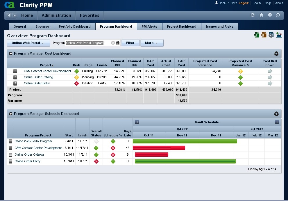 Clarity PPM software screenshot