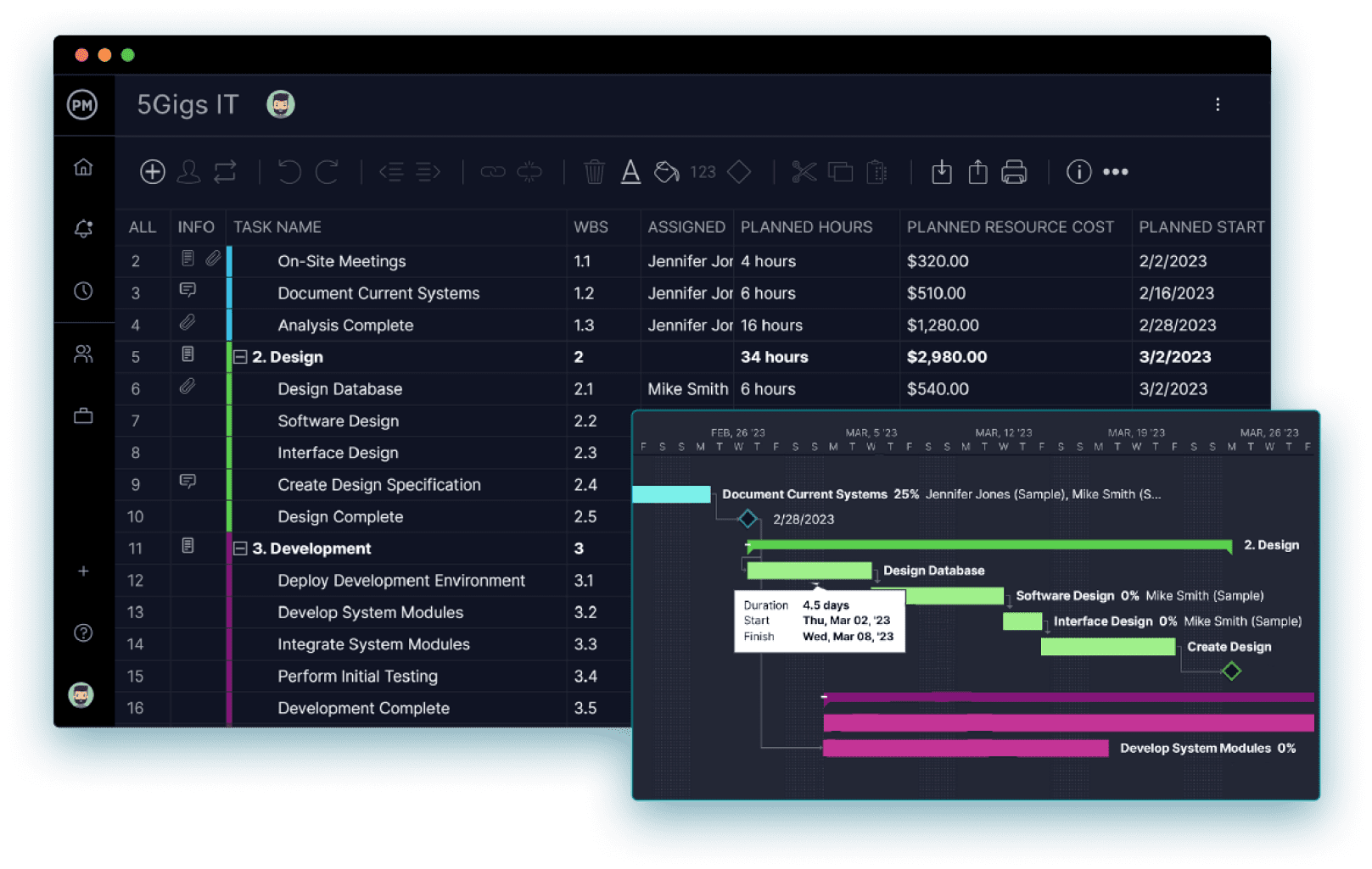 ProjectManager's online Gantt chart maker