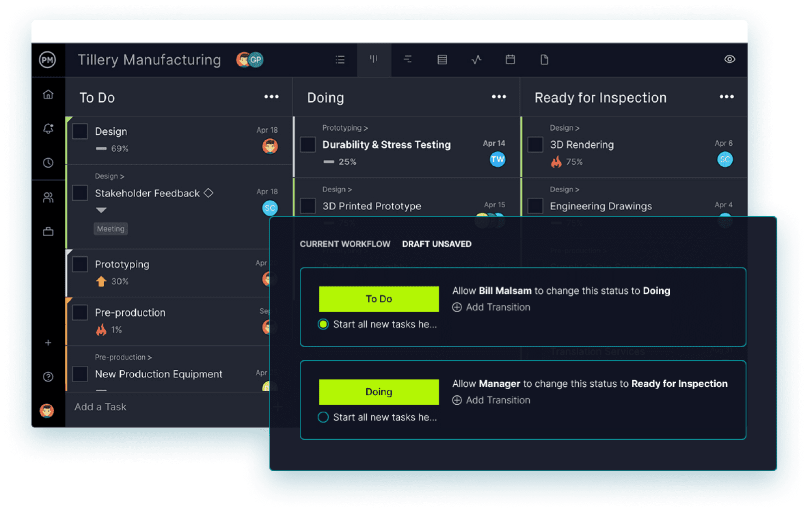 kanban software showing task details