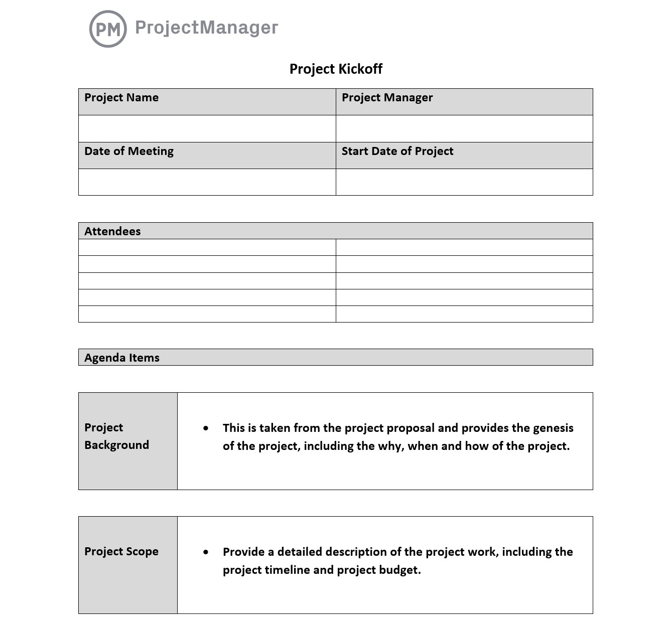 Free Project Kickoff Template ProjectManager Free Project Kickoff Template ProjectManager