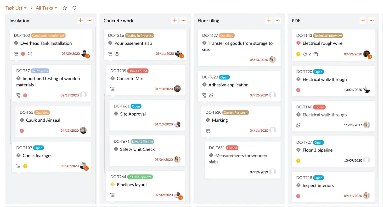 Zoho kanban board, an Airtable alternative