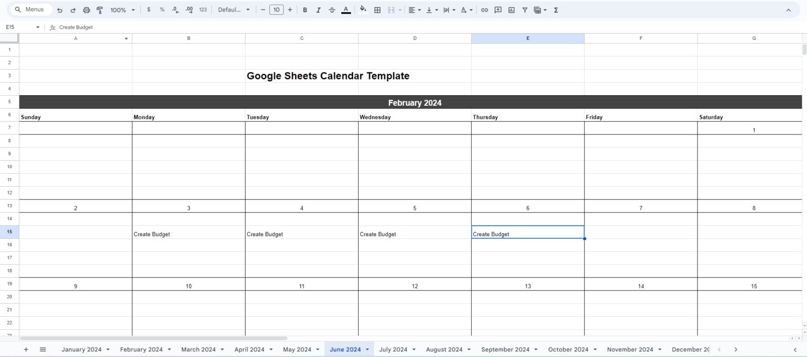 Google Sheets calendar template screenshot ProjectManager
