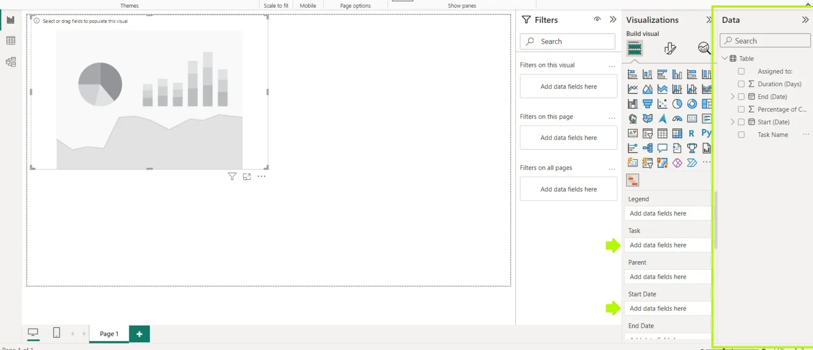 Power BI Gantt chart