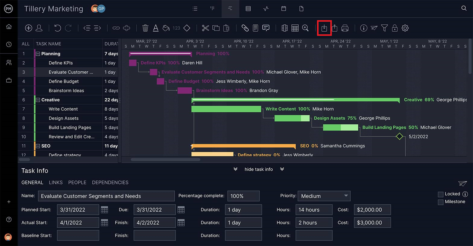 Fields to add more data to your Microsoft Project Gantt chart in ProjectManager
