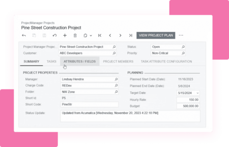 Accumatica Project Task ProjectManager + Acumatica Integration
