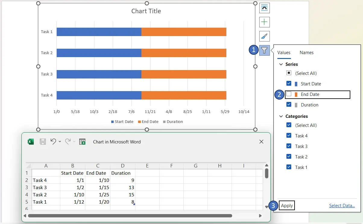 Gantt chart Word