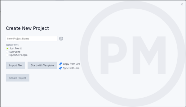 construction gantt chart new project window