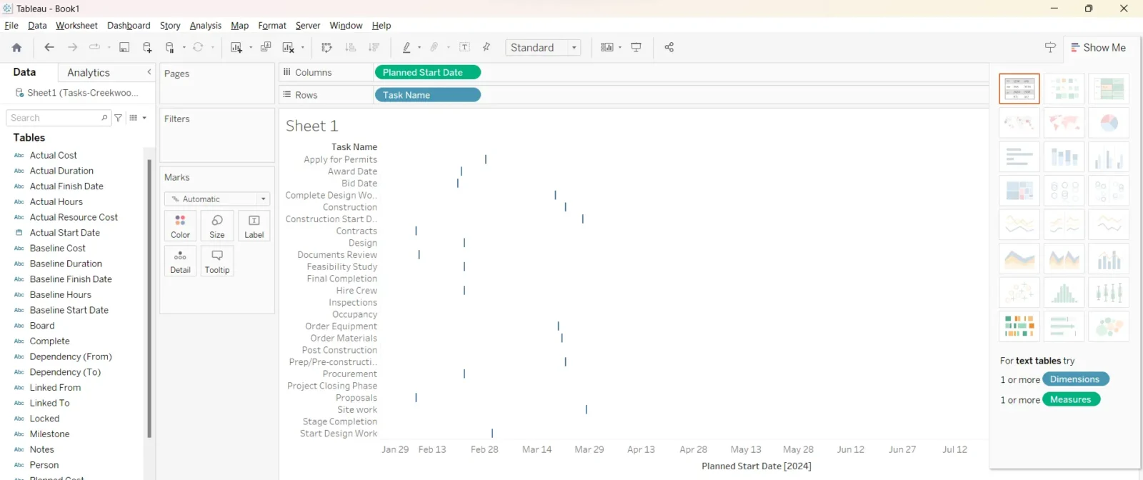 Tableau Gantt chart