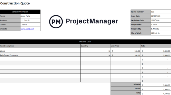 construction business plan template free download
