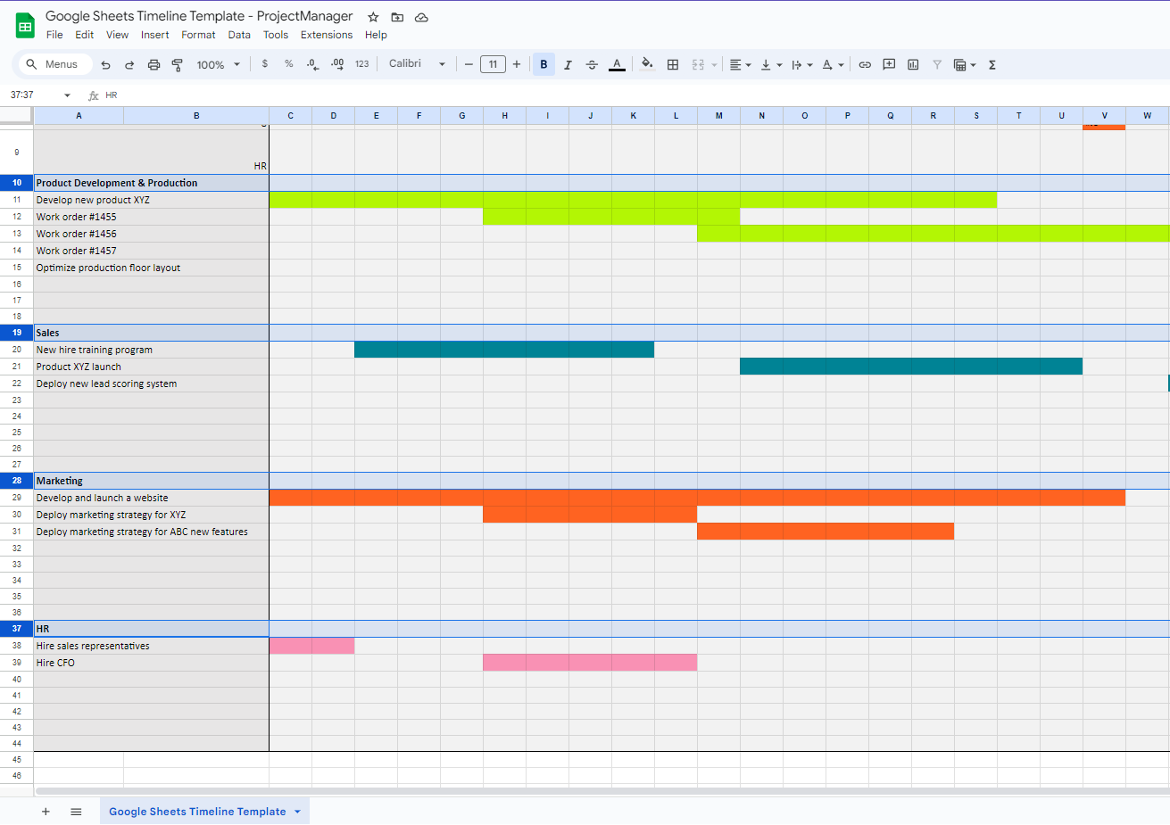 timeline assignment example