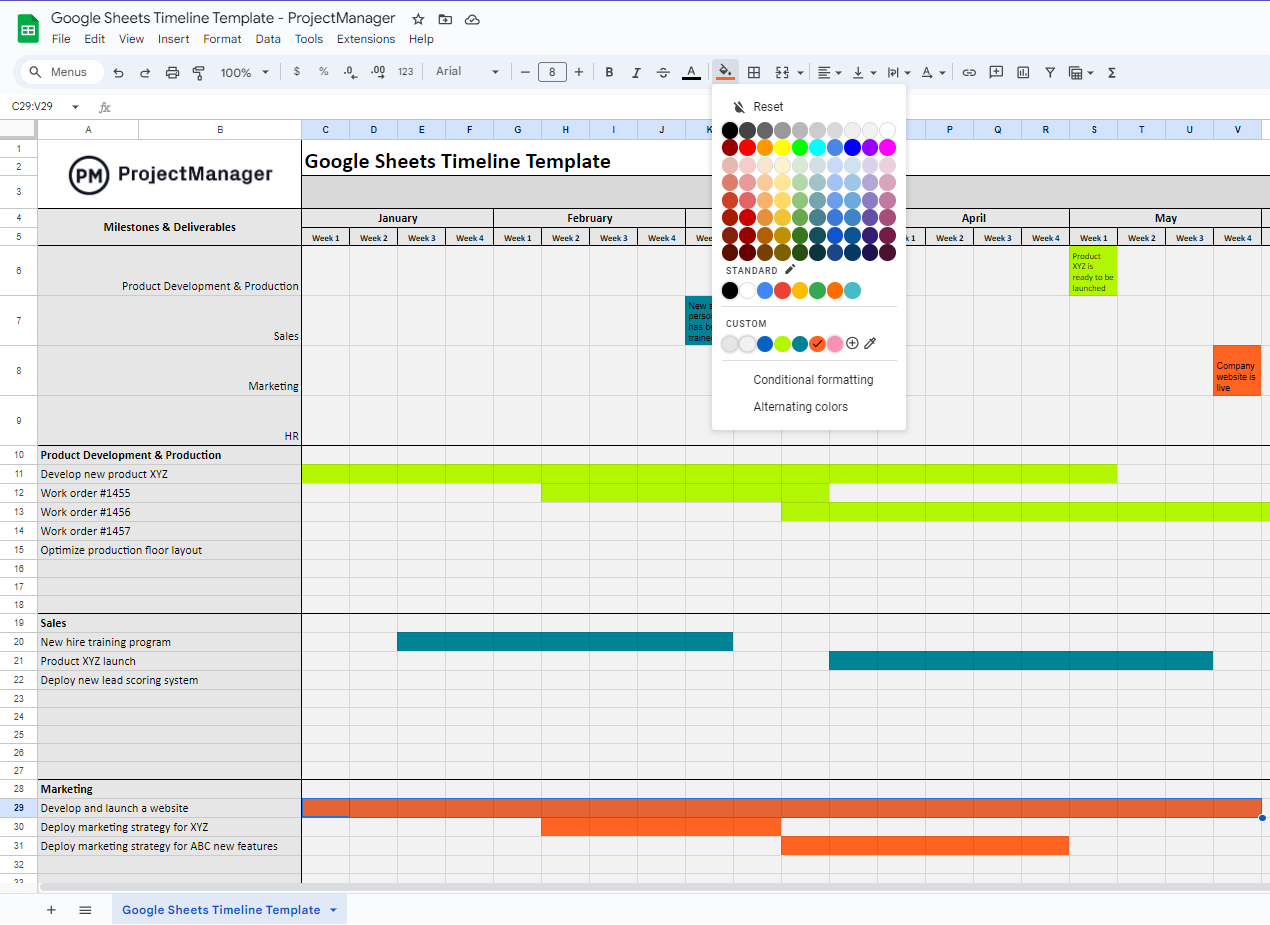 timeline assignment example