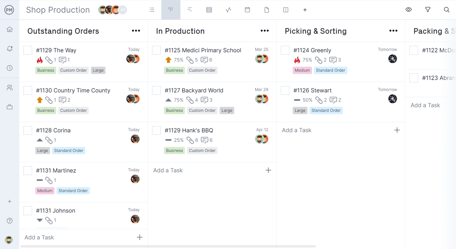 ProjectManager's kanban board