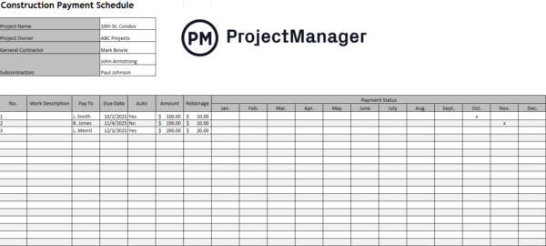 contractor payment schedule template