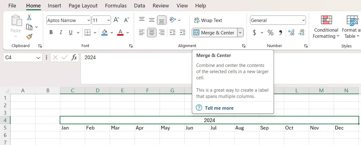 Writing down the time scale, the first step to create a timeline in Excel