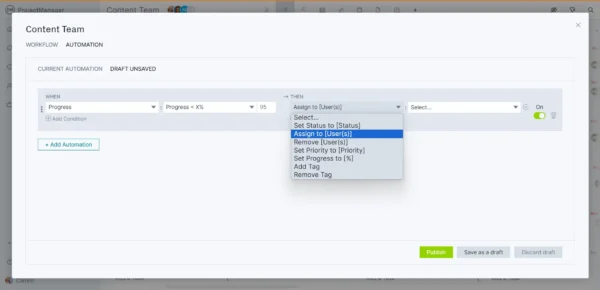 ProjectManager's workflow automation