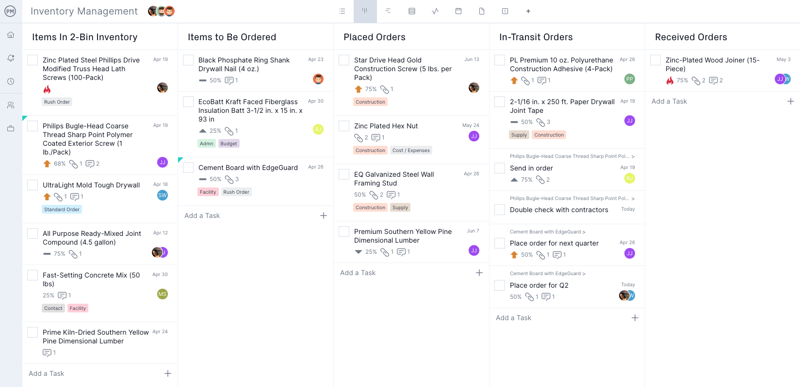 kanban inventory management cards