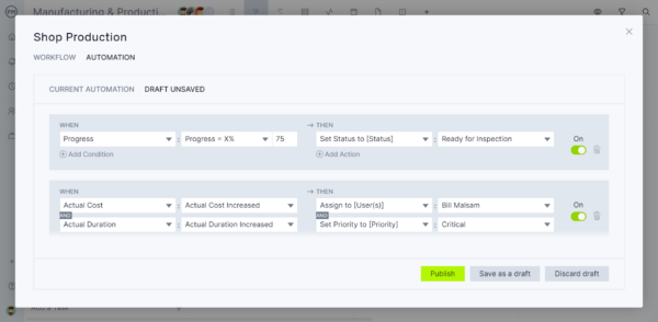 ProjectManager's workflow automation