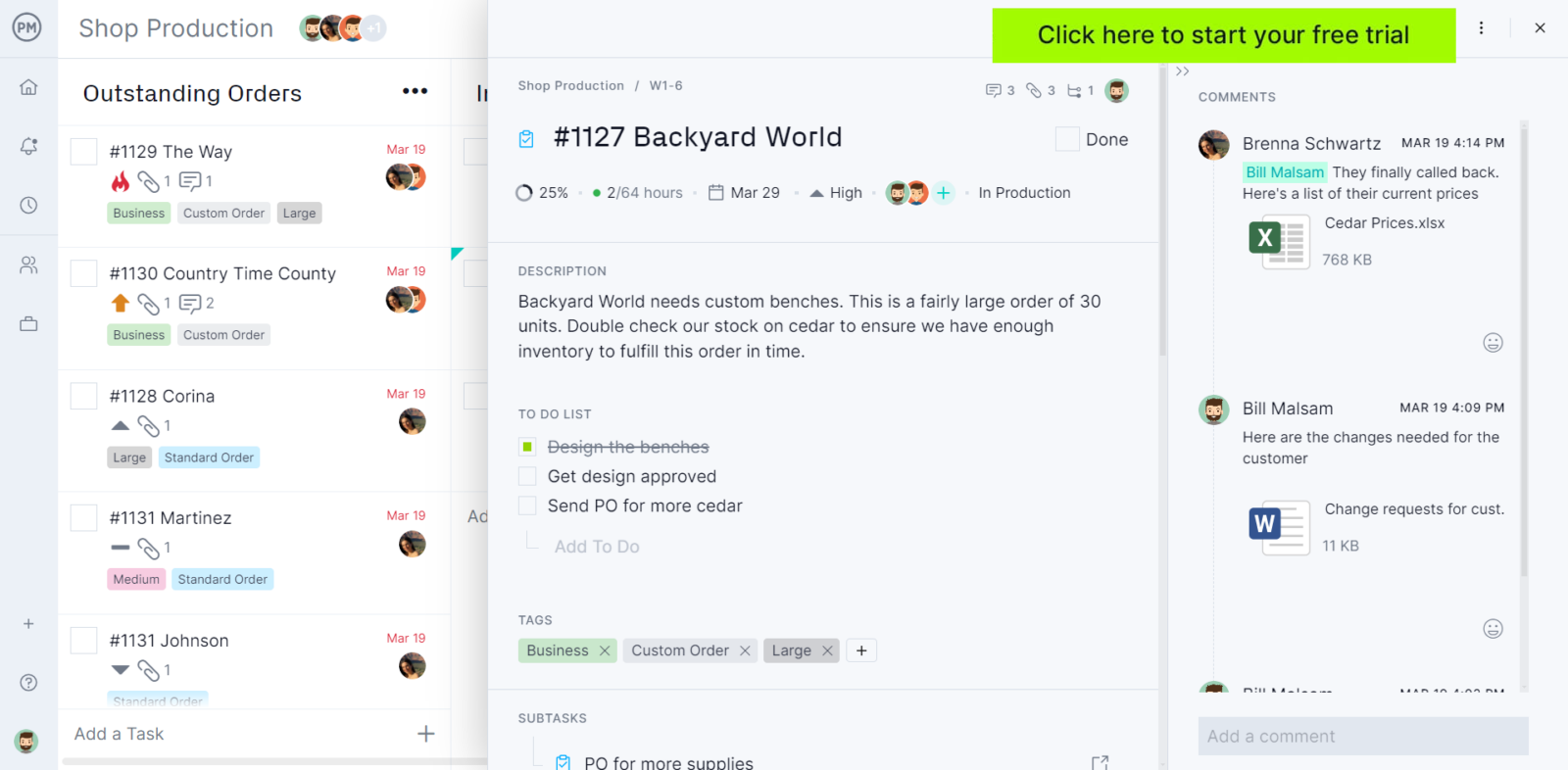 Kanban board in ProjectManager