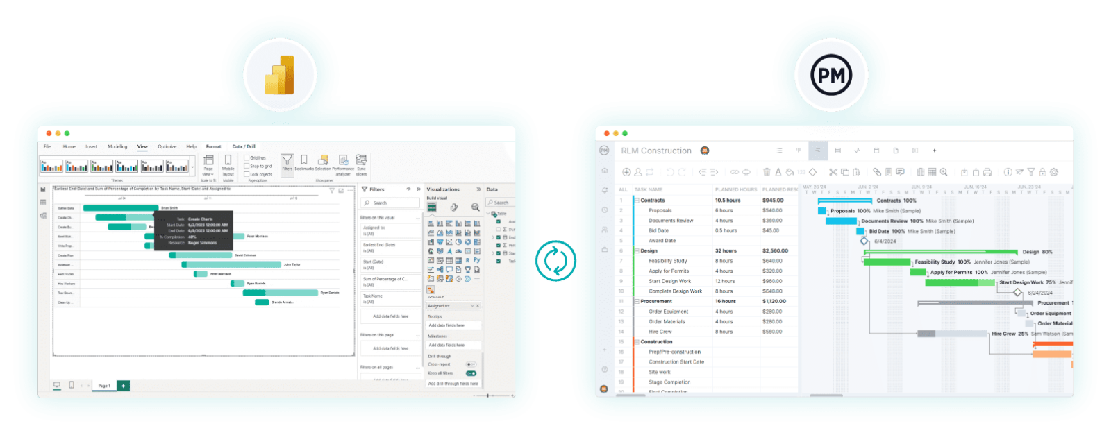 PowerBI Gantt chart import image into ProjectManager