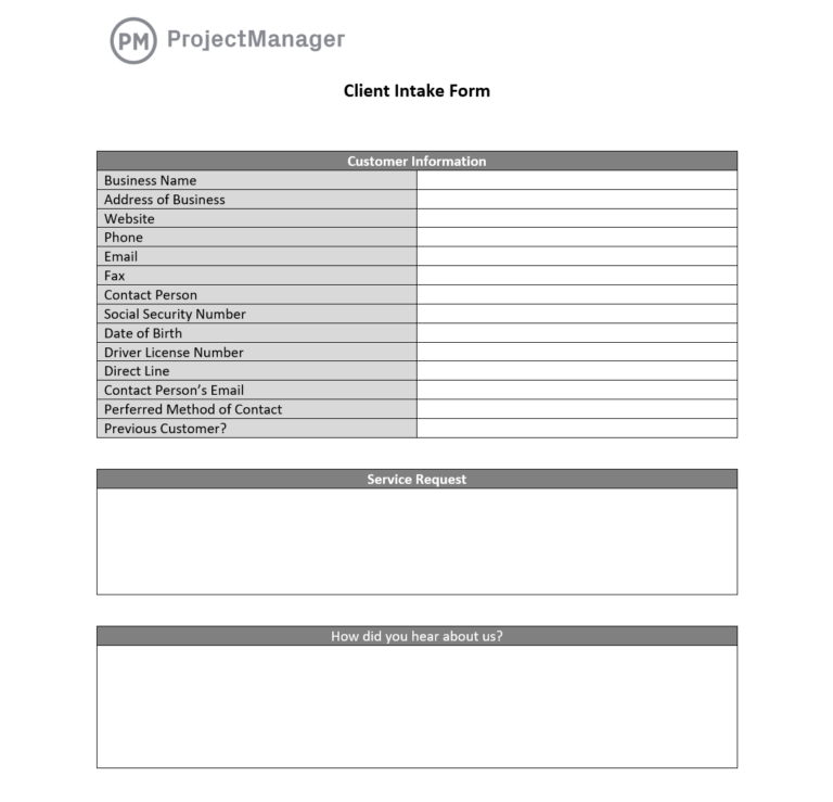 Client Intake Form for Word (Free Download)