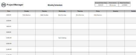 Weekly Schedule Template - ProjectManager